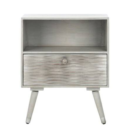 Safavieh Brandy 1 Drawer Textured Nightstand, Grey Walnut NST5301A